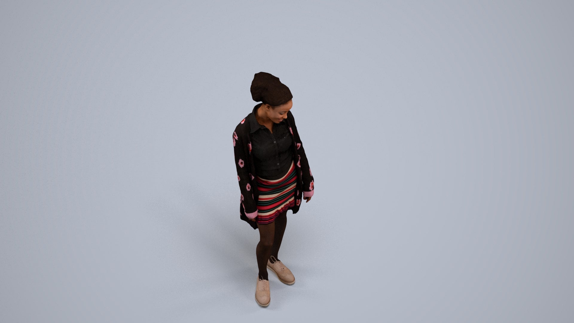 realistic 3D people woman casual standing, render-ready for V-Ray and Corona, FBX OBJ, back view render