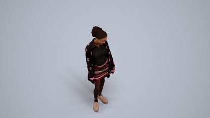 realistic 3D people woman casual standing, render-ready for V-Ray and Corona, FBX OBJ, back view render