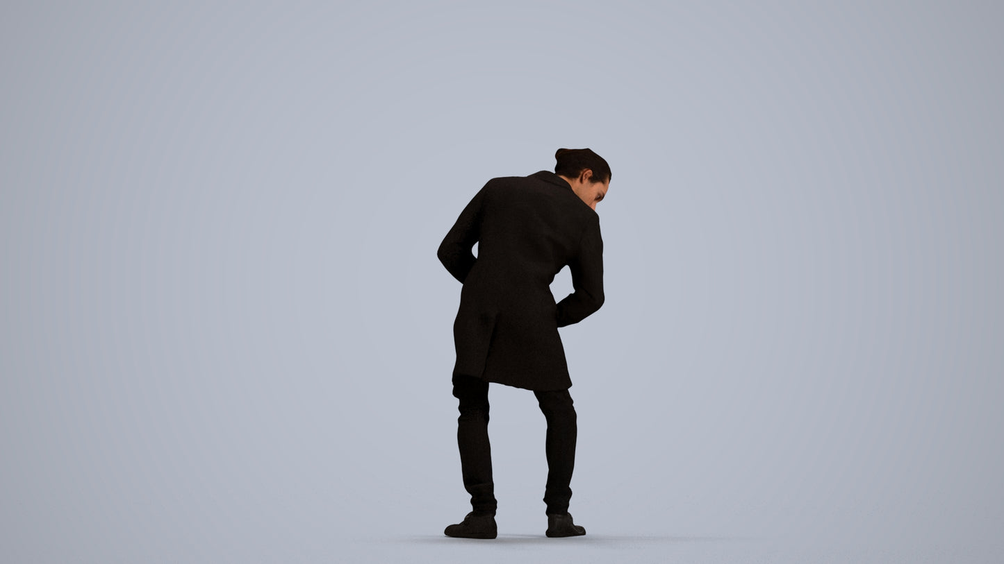 photogrammetry 3D man casual sitting, realistic human model archviz FBX, front view render