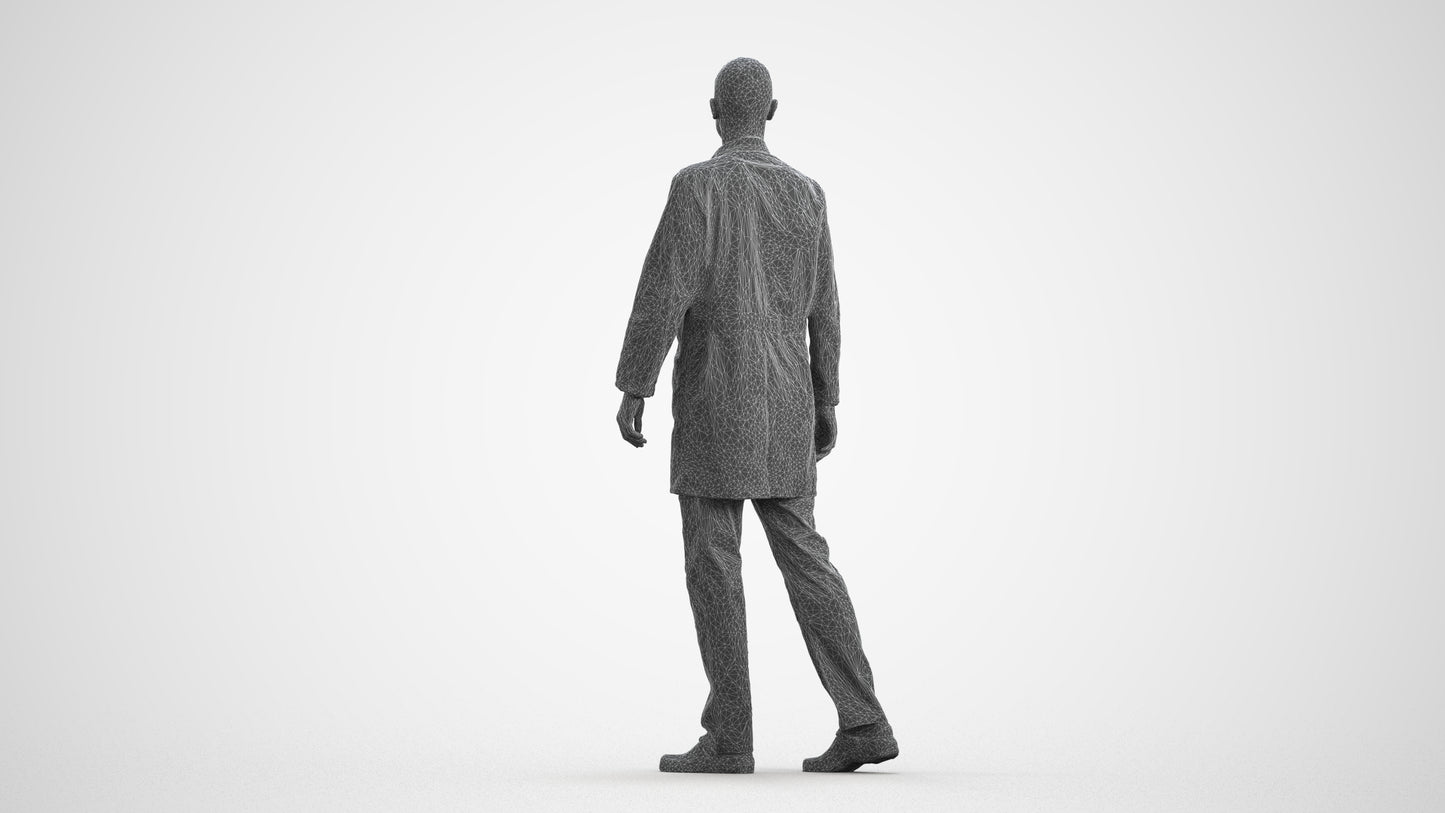 realistic 3D man medical, scanned archviz people for Blender and 3ds Max, wireframe front view
