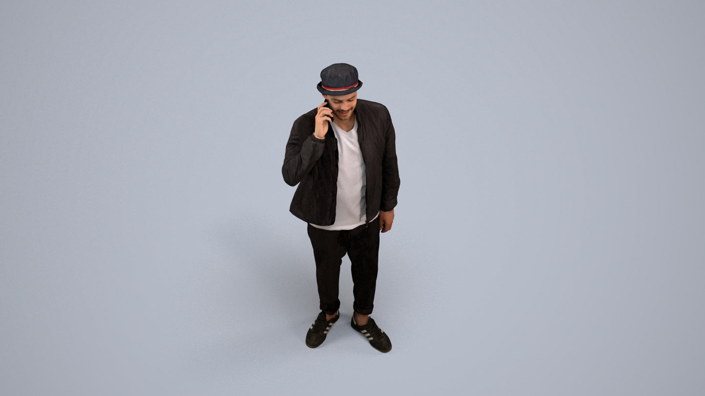 realistic 3D people man casual standing, render-ready for V-Ray and Corona, FBX OBJ, back view render