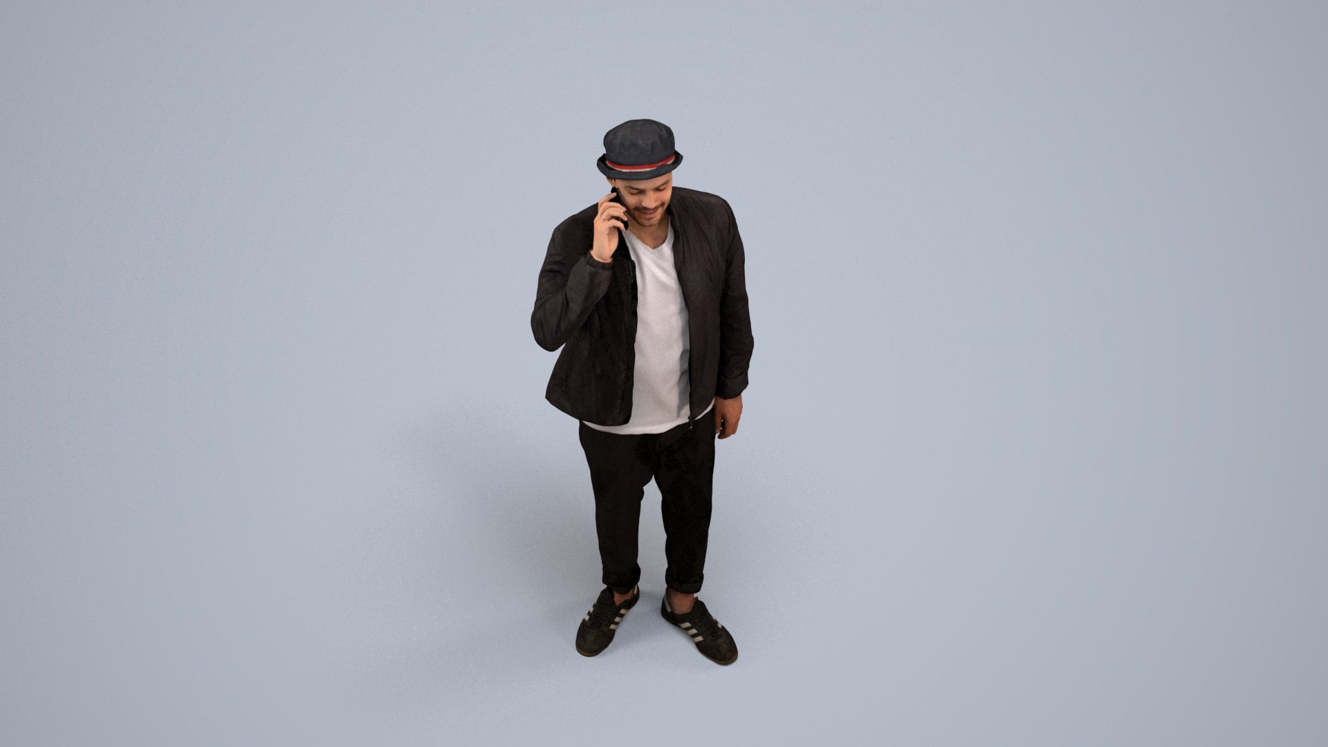realistic 3D people man casual standing, render-ready for V-Ray and Corona, FBX OBJ, back view render