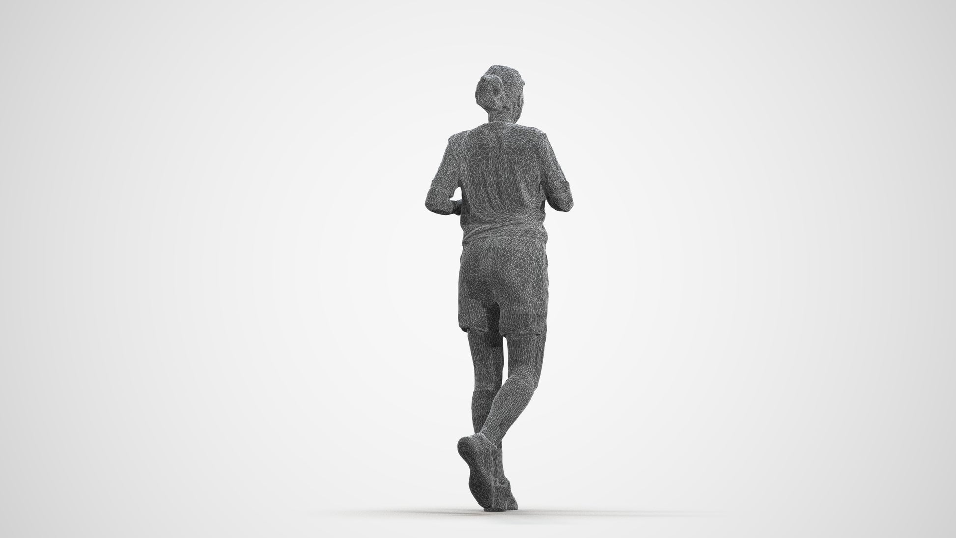 3D people model woman sport, scanned human for 3ds Max rendering, wireframe front view
