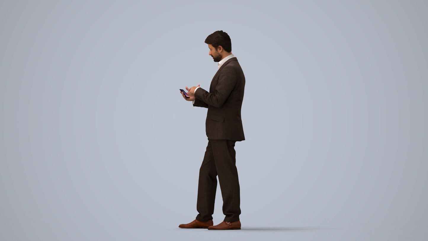 realistic 3D people man business, render-ready for V-Ray and Corona, FBX OBJ, three-quarter view render