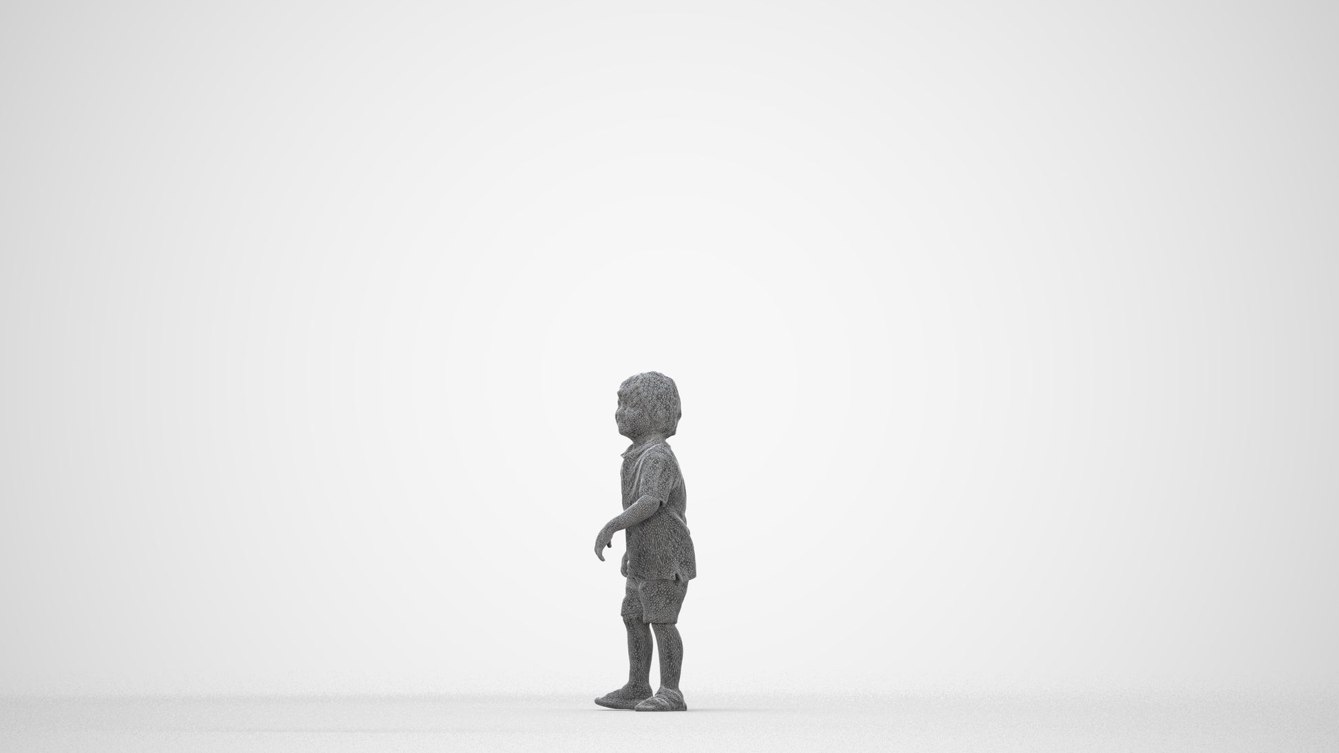 scanned 3D boy casual kids, photogrammetry people for Enscape and V-Ray, wireframe back view