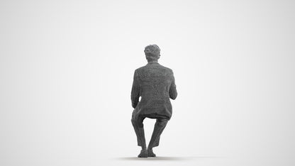 3D human model man business, photogrammetry scanned person for archviz, wireframe front view