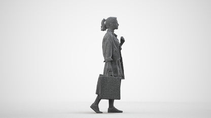 3D scanned woman shopping casual, photorealistic archviz people for Enscape and SketchUp, wireframe side view