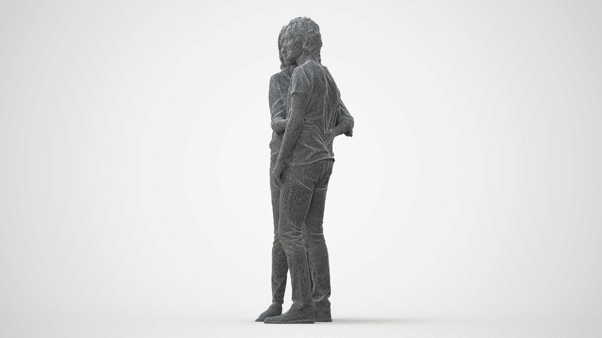 realistic 3D human woman casual couple, archviz people FBX OBJ for Blender, square thumbnail