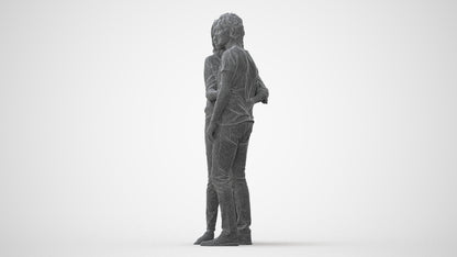 realistic 3D human woman casual couple, archviz people FBX OBJ for Blender, square thumbnail