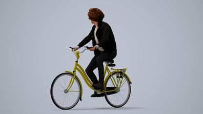 scanned 3D man casual cycling, photogrammetry people for Enscape and V-Ray, three-quarter view render