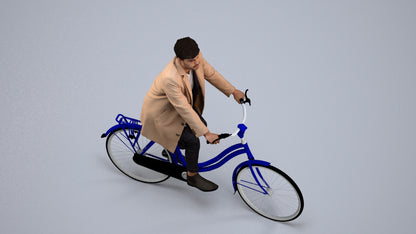 3D scanned man cycling business, photorealistic archviz people for Enscape and SketchUp, back view render