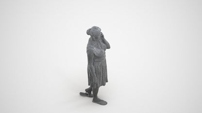 realistic 3D woman casual walking, scanned archviz people for Blender and 3ds Max, wireframe three-quarter view