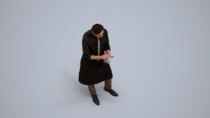 photogrammetry 3D man hospitality, realistic human model archviz FBX, back view render