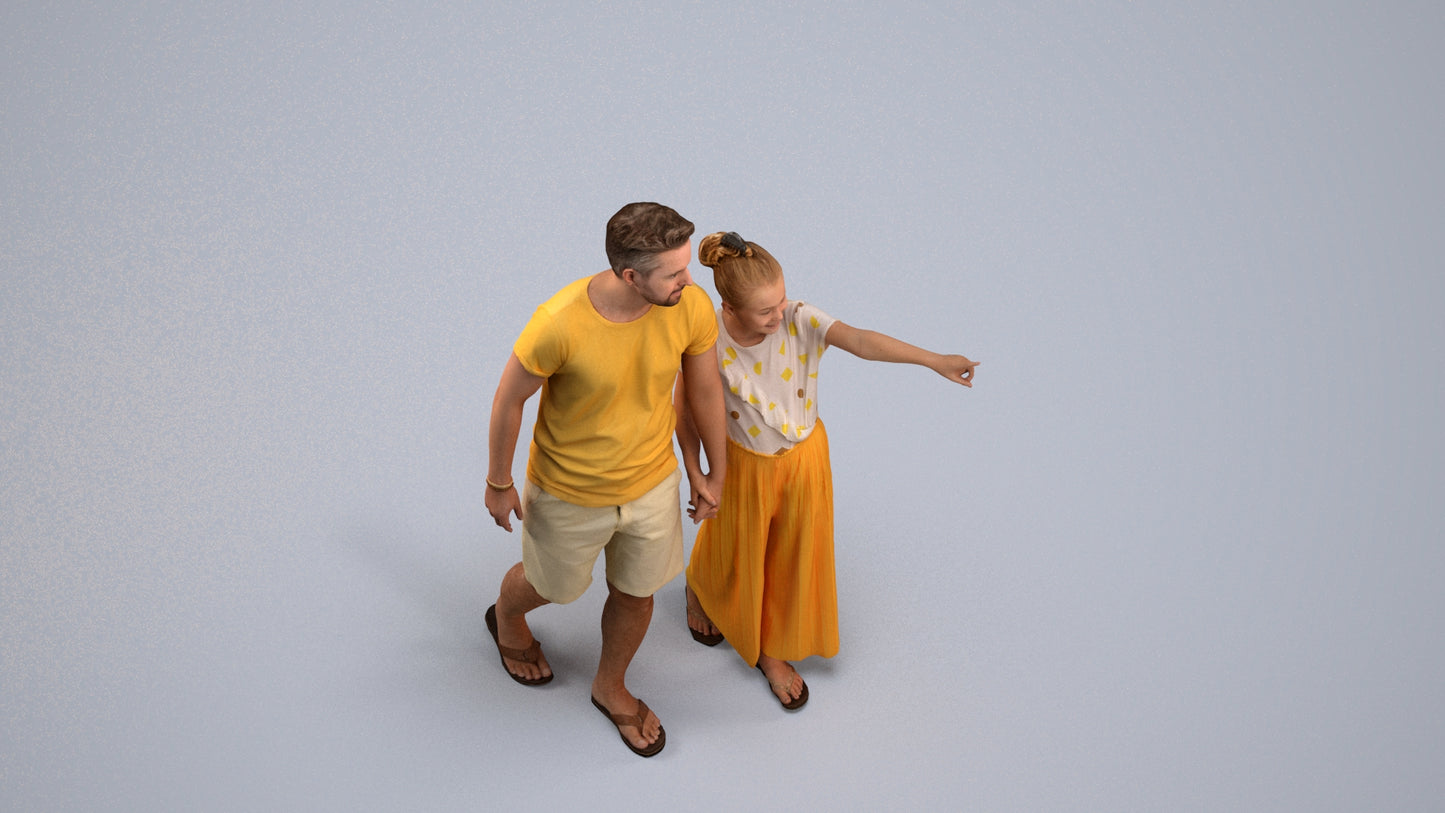 realistic 3D people man kids, render-ready for V-Ray and Corona, FBX OBJ, back view render