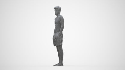 3D scanned man pool, photorealistic archviz people for Enscape and SketchUp, wireframe back view