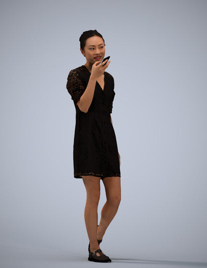 3D scanned woman walking business, photorealistic archviz people for Enscape and SketchUp