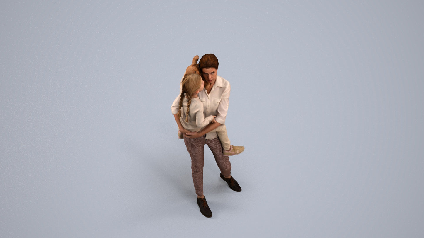 realistic 3D people girl casual kids, render-ready for V-Ray and Corona, FBX OBJ, back view render