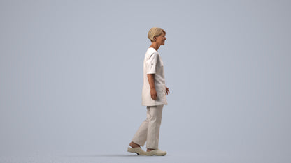 photogrammetry 3D woman standing, realistic human model archviz FBX, side view render