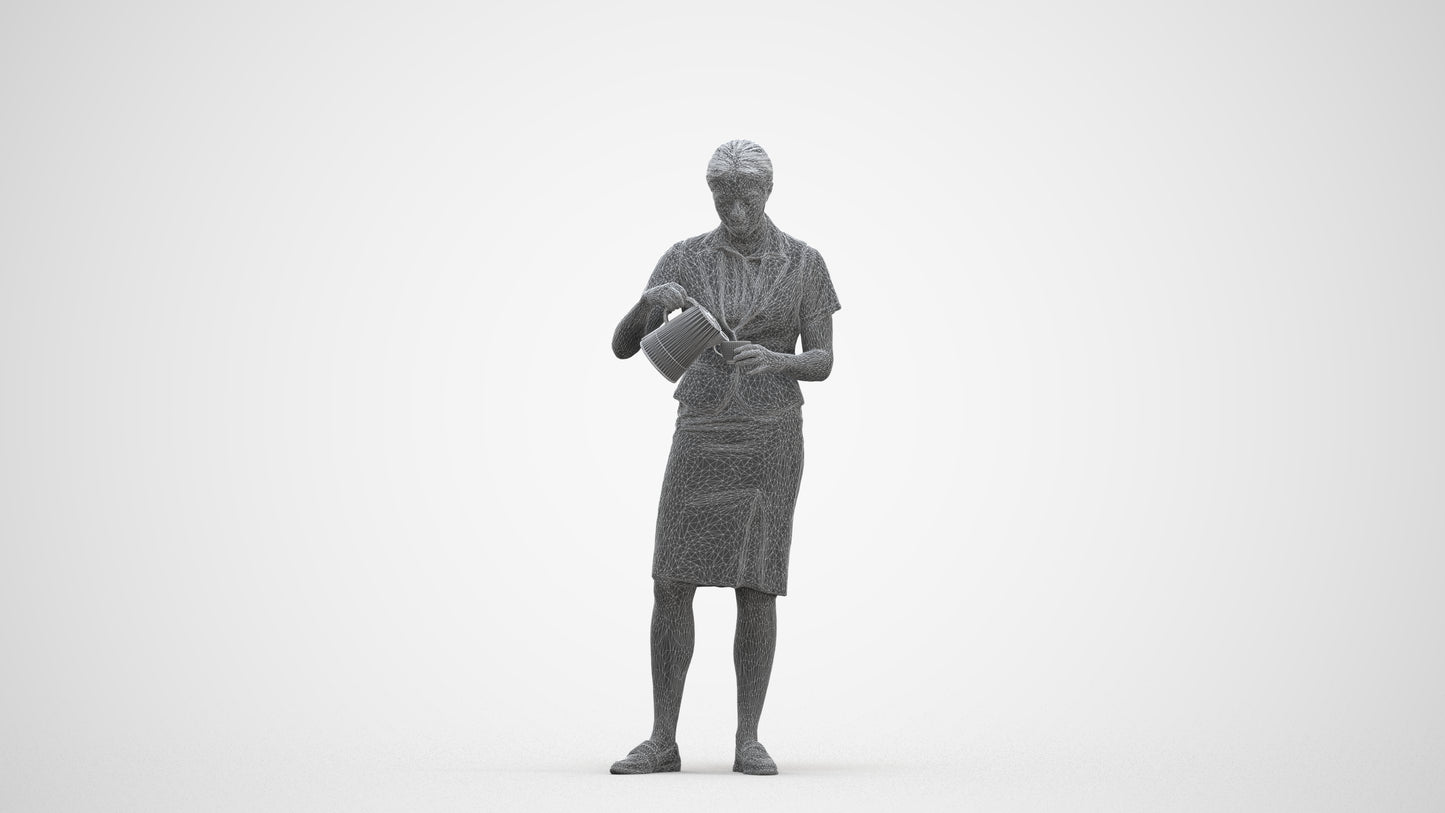 realistic 3D woman hospitality, scanned archviz people for Blender and 3ds Max, three-quarter front view render
