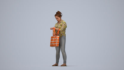 realistic 3D people woman formal shopping, render-ready for V-Ray and Corona, FBX OBJ, top-down view render
