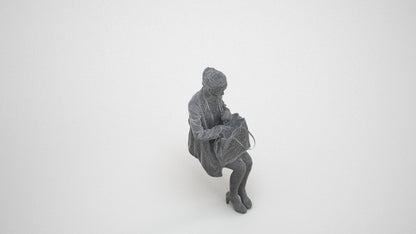 realistic 3D people woman business sitting, render-ready for V-Ray and Corona, FBX OBJ, wireframe three-quarter view