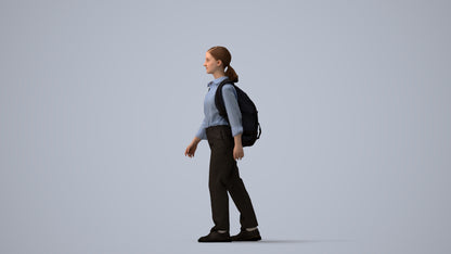 scanned 3D girl kids, photogrammetry people for Enscape and V-Ray, three-quarter view render