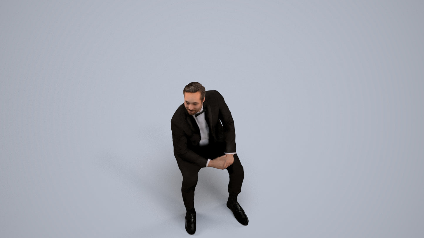 photogrammetry 3D man formal formalaffairs, realistic human model archviz FBX, back view render