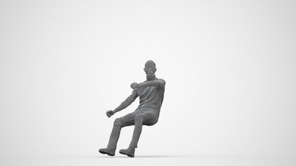 3D people model man casual driving, scanned human for 3ds Max rendering, wireframe back view