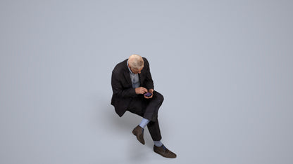 realistic 3D human senior man business, archviz people FBX OBJ for Blender, back view render