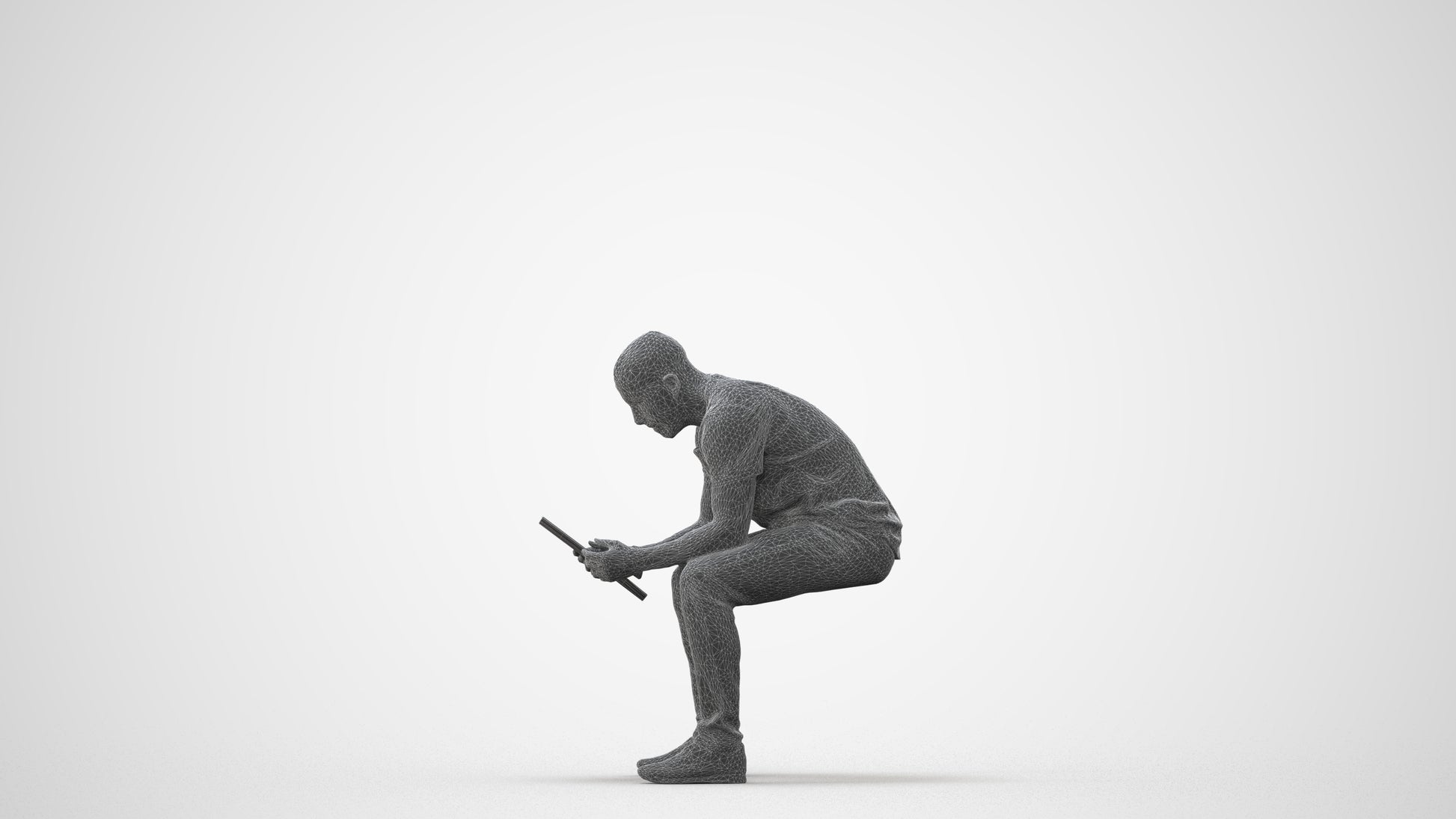 realistic 3D human man casual sitting, archviz people FBX OBJ for Blender, square thumbnail