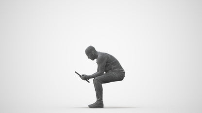 realistic 3D human man casual sitting, archviz people FBX OBJ for Blender, square thumbnail