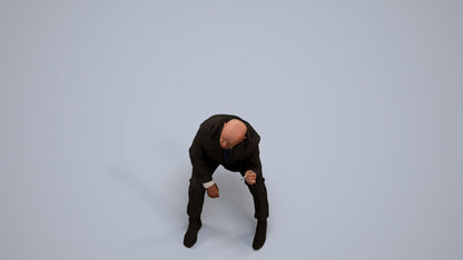 3D human model senior man business, photogrammetry scanned person for archviz, back view render