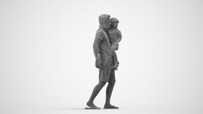 realistic 3D human boy casual kids, archviz people FBX OBJ for Blender, wireframe side view