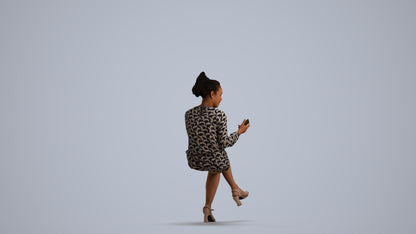 3D scanned woman sitting casual, photorealistic archviz people for Enscape and SketchUp, front view render