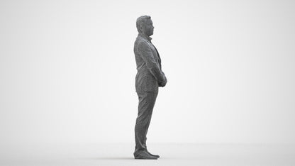 3D people model man business formalaffairs, scanned human for 3ds Max rendering, wireframe side view