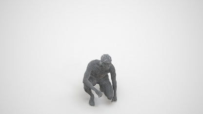 3D people model man pool, scanned human for 3ds Max rendering, wireframe three-quarter view