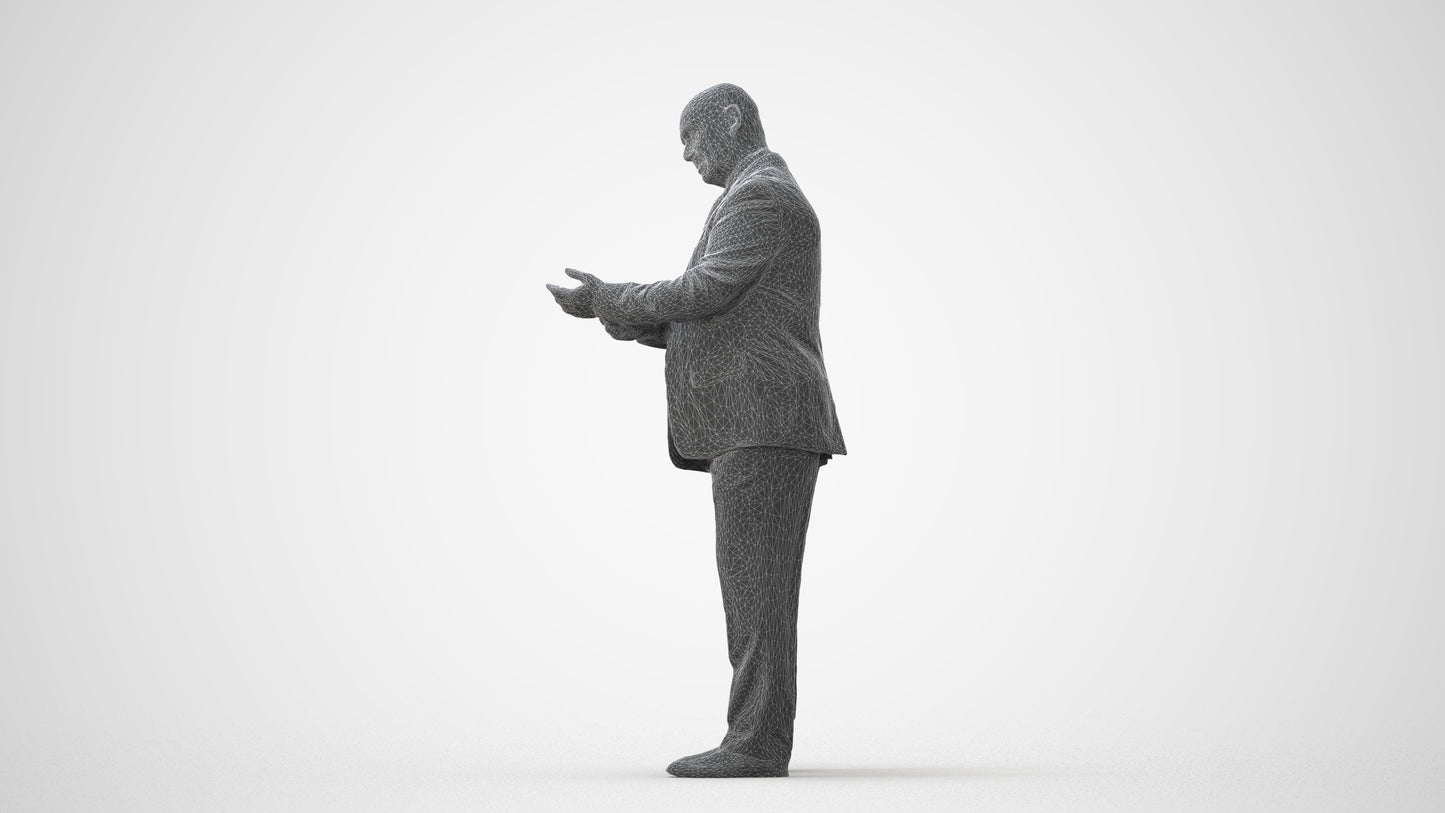 scanned 3D man business mix, photogrammetry people for Enscape and V-Ray, square thumbnail