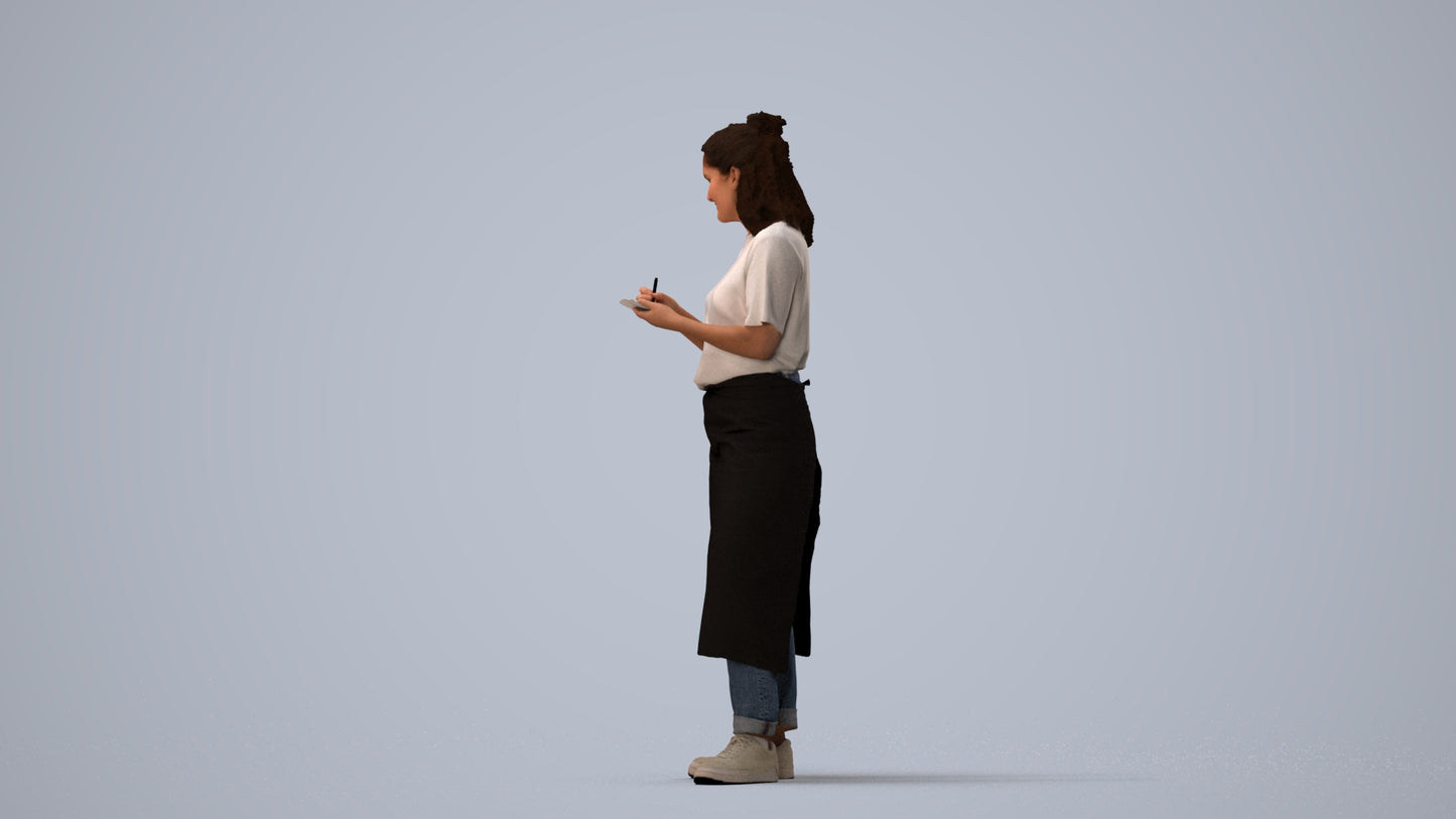 photogrammetry 3D woman mix, realistic human model archviz FBX, three-quarter view render