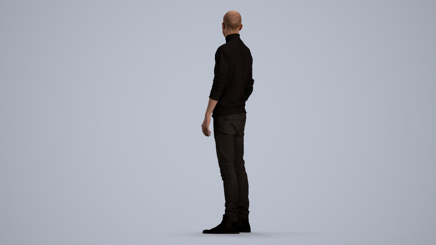 photogrammetry 3D man casual standing, realistic human model archviz FBX, front view render