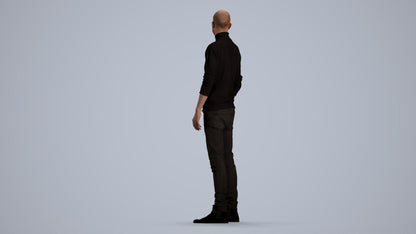 photogrammetry 3D man casual standing, realistic human model archviz FBX, front view render