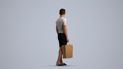 3D human model boy casual kids, photogrammetry scanned person for archviz, front view render