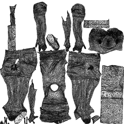 3D human model boy casual kids, photogrammetry scanned person for archviz, wireframe top-down view