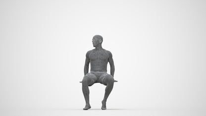 3D people model man pool, scanned human for 3ds Max rendering, wireframe back view