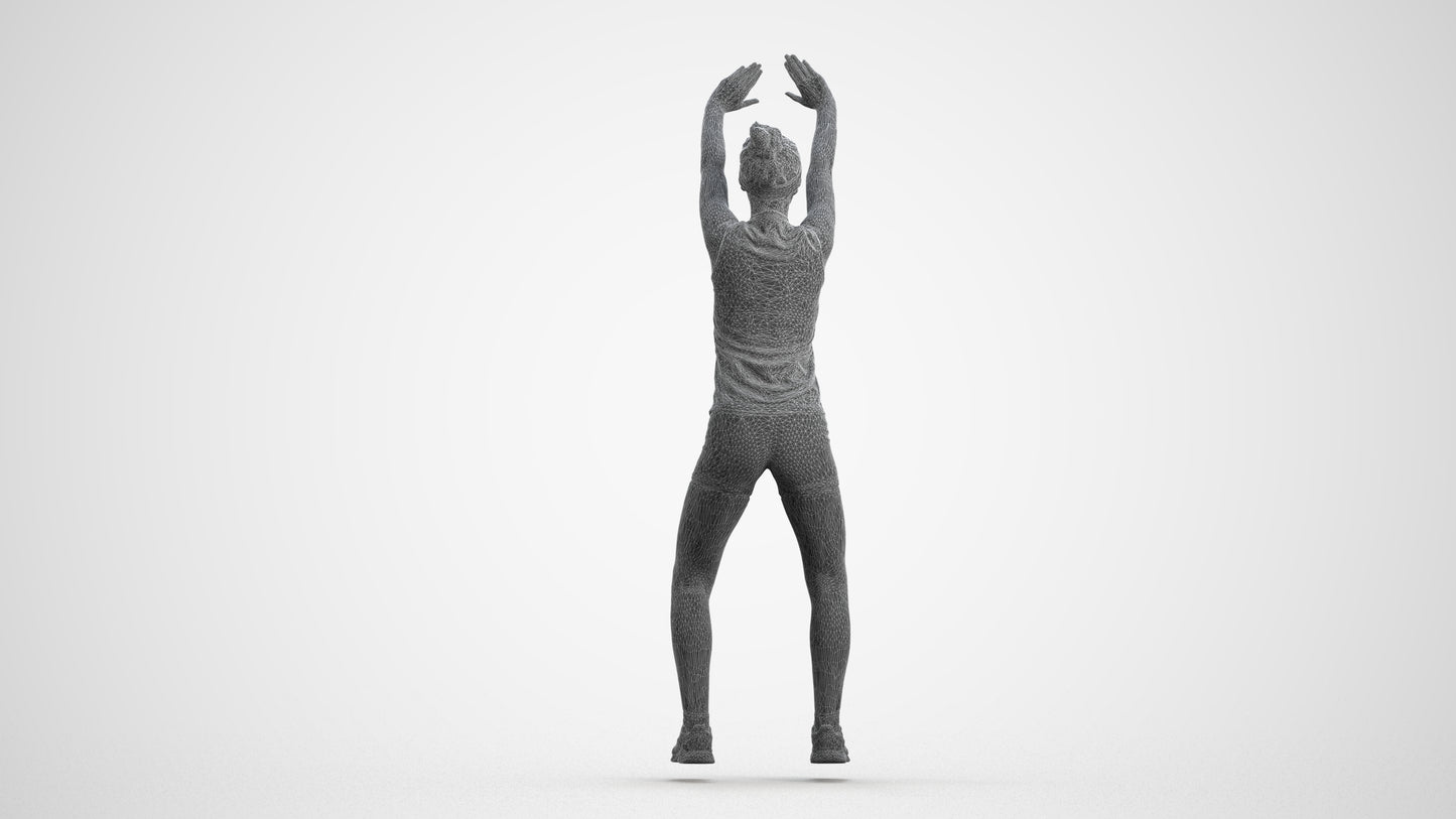 scanned 3D girl sport, photogrammetry people for Enscape and V-Ray, wireframe front view
