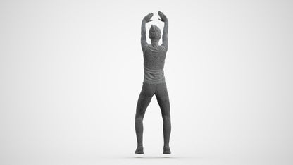 scanned 3D girl sport, photogrammetry people for Enscape and V-Ray, wireframe front view