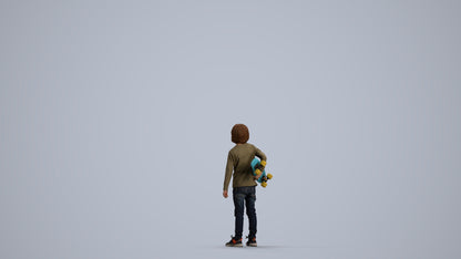 scanned 3D boy casual kids, photogrammetry people for Enscape and V-Ray, front view render