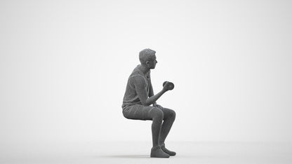 3D people model man sport, scanned human for 3ds Max rendering, wireframe side view