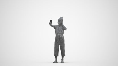 3D people model girl kids, scanned human for 3ds Max rendering, three-quarter front view render