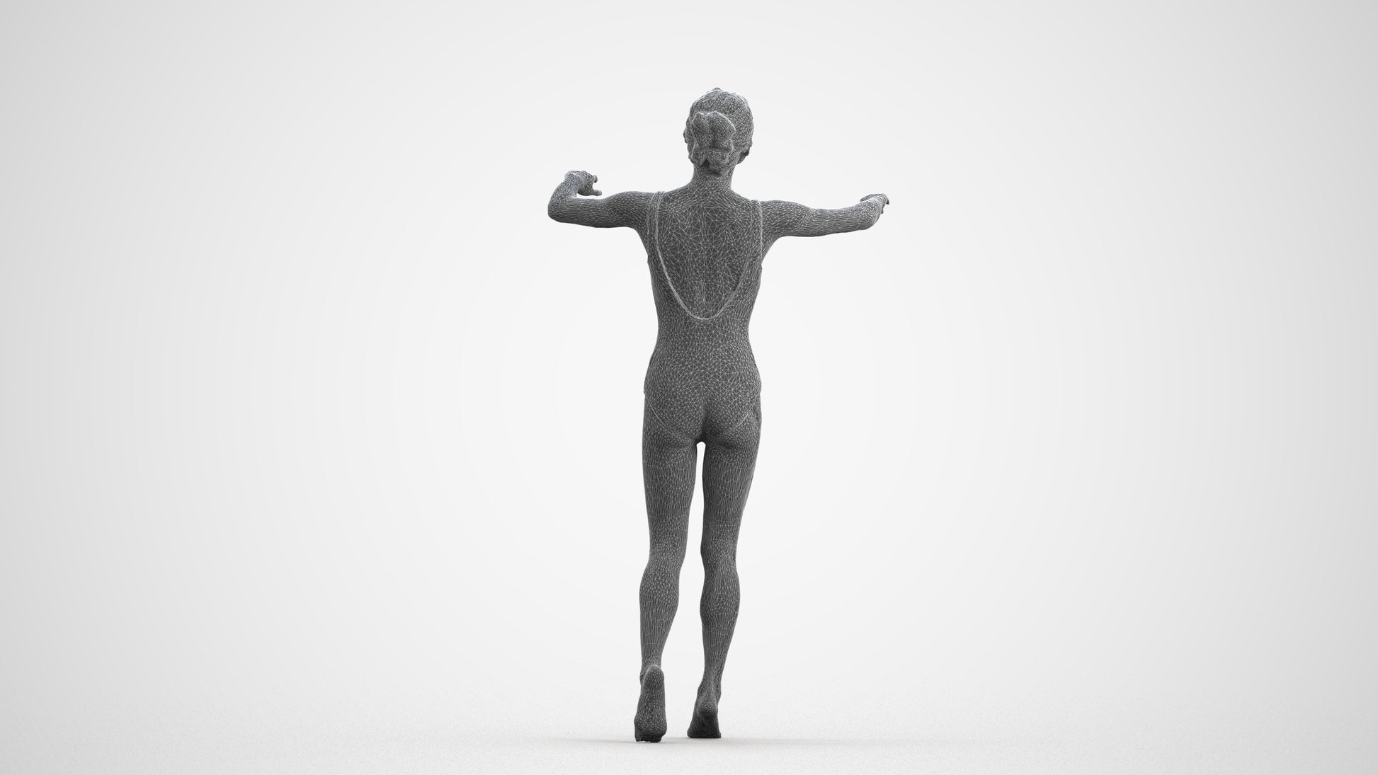 3D scanned woman pool, photorealistic archviz people for Enscape and SketchUp, wireframe front view