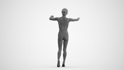 3D scanned woman pool, photorealistic archviz people for Enscape and SketchUp, wireframe front view